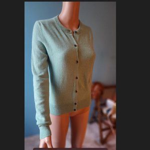 UNIQLO 100% Cashmere Crew Neck Long-Sleeve Teal Cardigan - Short Length,…